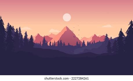 Calm Landscape Vector Illustration Warm Nature Stock Vector (Royalty ...