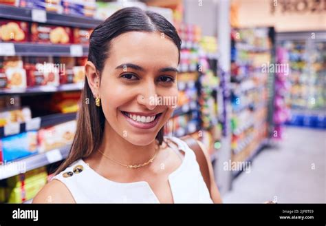 Shopping Groceries And Consumerism With A Young Woman In A Grocery Store Retail Shop Or