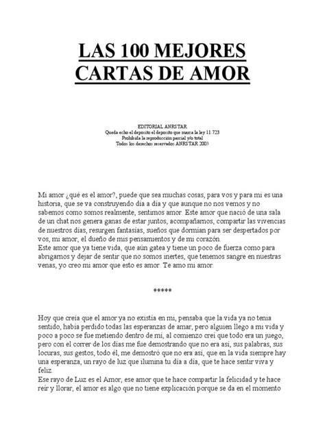 Las 100 Mejores Cartas De Amor Pdf Vida Amor