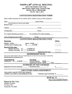 Fillable Online CONVENTION REGISTRATION FORM Nssppa Fax Email Print