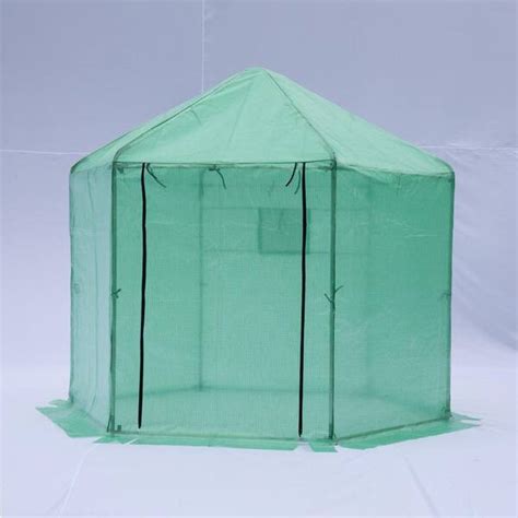 Runesay 9 2 Ft W X 9 2 Ft D X 8 1 Ft H Green Greenhouse Portable Hexagonal Walk In Op9281