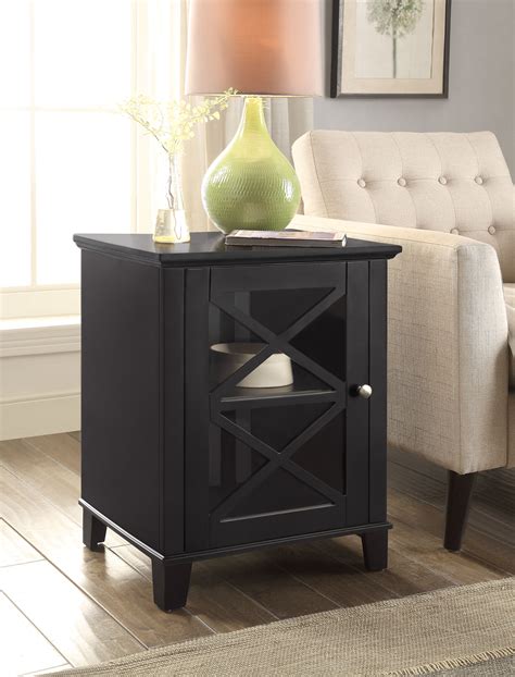 Rapture Awning Stripe Single Door Cabinet Black Furniture Small