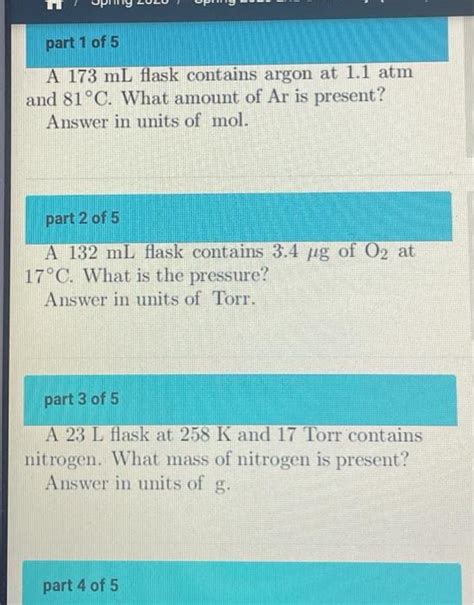 Solved A Ml Flask Contains Argon At Atm And C Chegg