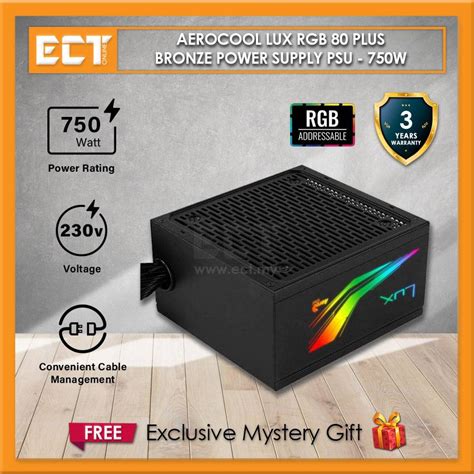 Aerocool LUX RGB 80 Plus Bronze Power Supply PSU 550W 650W 750W