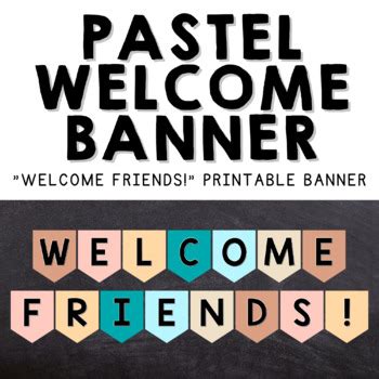 Welcome Friends Printable Banner, Pastel Boho Color Scheme, Cut Out Banner