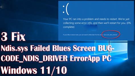 Ndis Sys Failed Blues Screen Bugcode Ndis Driver Error In Windows