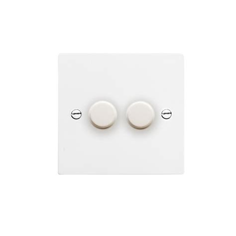 Dimmer Switch 2 Gang Dimmer Switch 400 Watt 2 Way Satin White Aluminium Mr Resistor Lighting