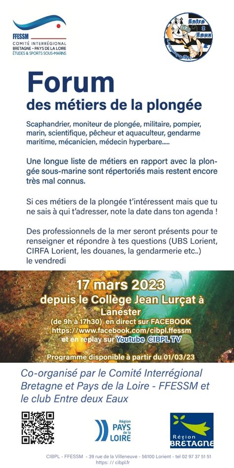 Forum des métiers de la plongée 17 mars 2023 CIBPL FFESSM