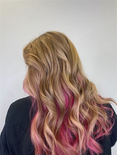 Pink Peek A Boo Pink Blonde Hair Underdye Hair Peekaboo Hair