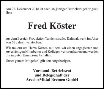 Traueranzeigen Von Fred K Ster Trauer Gedenken