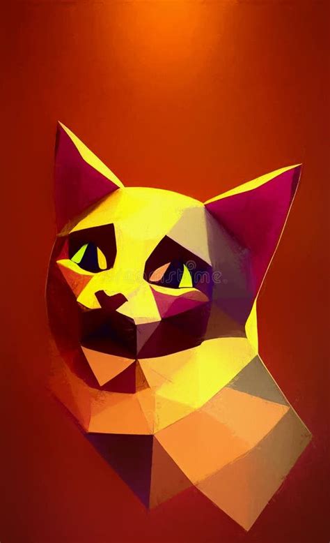 Arte Digitale Stilizzata Con Gattino A Basso Profilo Illustrazione Di