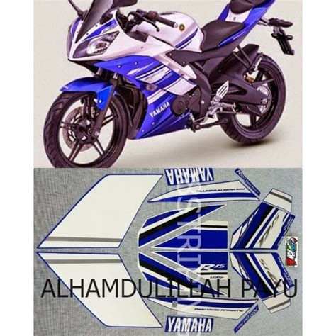 Jual STIKER R15 BIRU TAHUN 2014 STRIPING LIS STANDAR ORI YAMAHA POLET