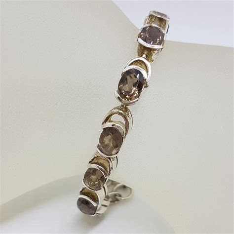 Sterling Silver Oval Smokey Quartz Bracelet Alexa S Treasures