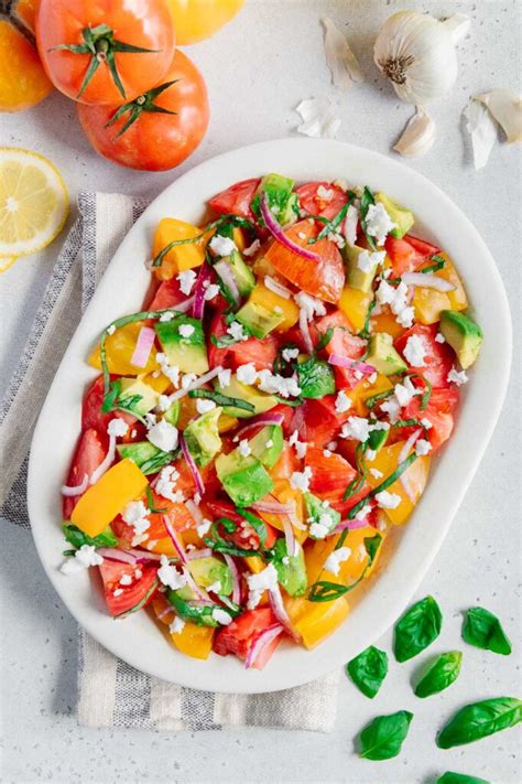 Easy Summer Tomato Basil Avocado Salad Eating By Elaine