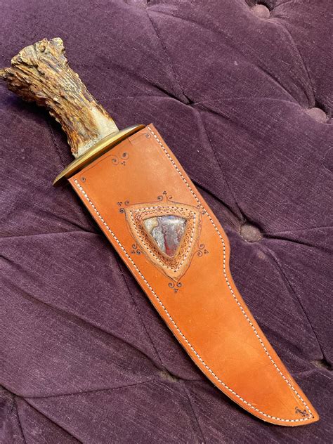 Hand Forged Bowie Knife With Leather Belt Sheath Etsy