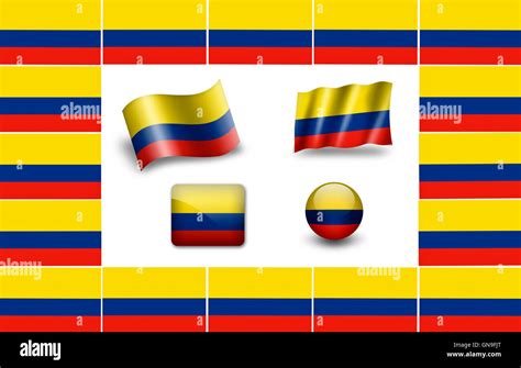 Flag Of Colombia Icon Set Flags Frame Stock Photo Alamy