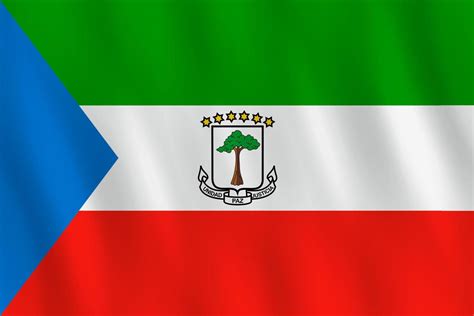 Equatorial Guinea Flag With Waving Effect Official Proportion