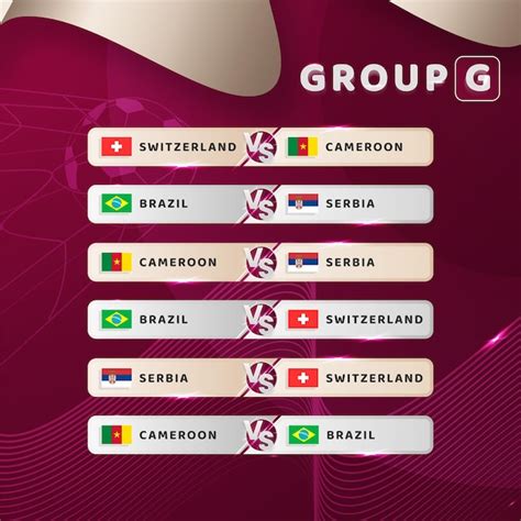 Grupo G Qatar Bandeiras Da Copa Do Mundo De Futebol E Jogos Do