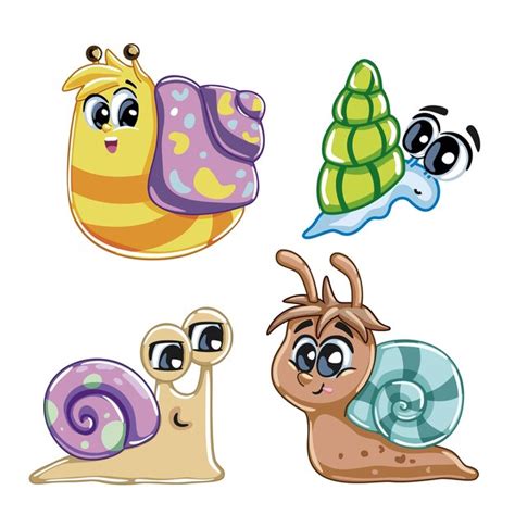 Premium Vector Cute Cartoon Snails Set