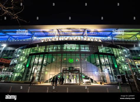 Wolfsburg, Germany - March 2022: Illuminated facade (VIP entrance) of ...