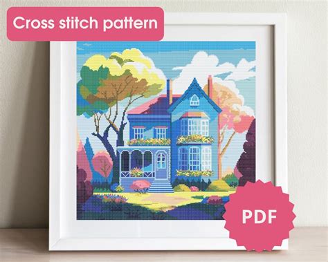 Cross Stitch Pattern House Cross Stitch Chart Pdf Cross Etsy