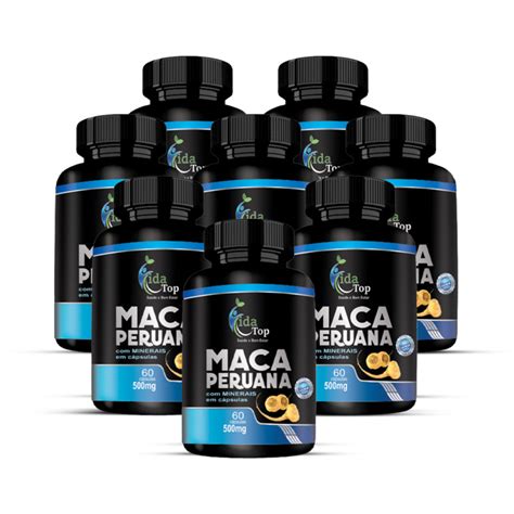 Maca Peruana 8 Frascos c 60 Cápsulas de 500mg Vida Top Suplementos