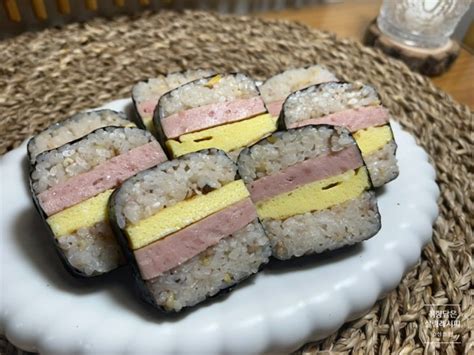 무스비김밥 스팸김밥 만들기 사각김밥 틀없이 무스비김밥 만드는 법 네이버 블로그