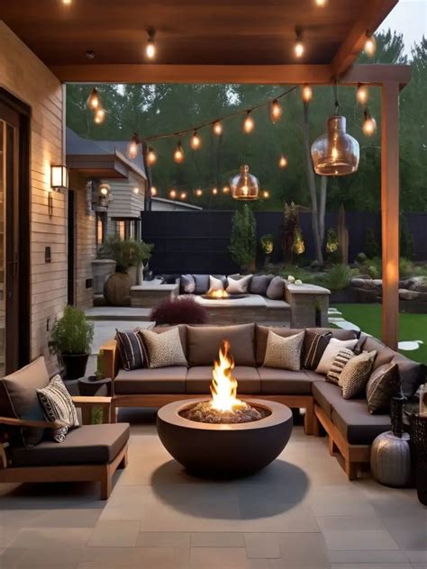 21 Stunning Backyard Patio Designs Ideas with Fire Pit