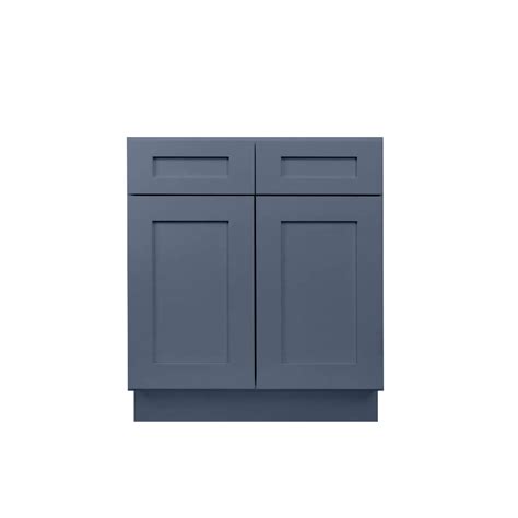 Blue Shaker 30 36 Base Cabinet Double Door Double Drawer