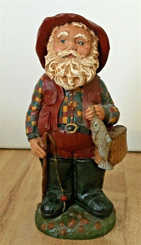 Vintage Santa Claus Fisherman Pecan Resin Painted Figurine Tnt