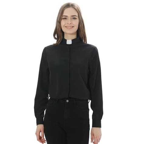 Graceart Womens Clergy Shirt Tab Collar Long Sleeve Regular Fit Cotton