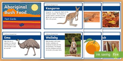 Aboriginal Bush Food Fact Cards Teacher Made