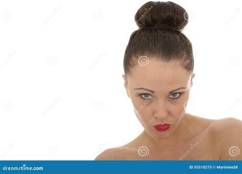 Beautiful Angry Young Woman Glaring At The Camera In A Very Bad Stock