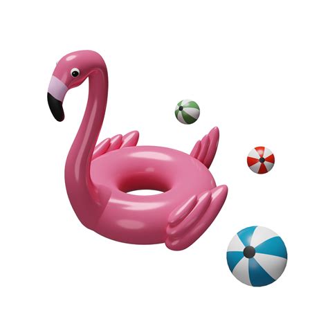 Free Inflatable Flamingo With Beach Ball Isolated Summer Travel