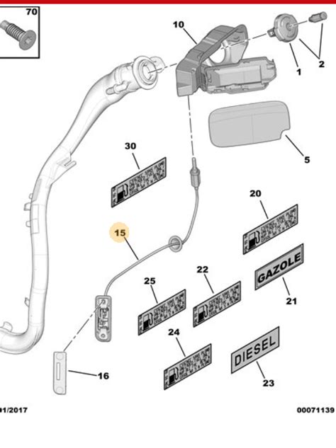 Citroen Berlingo Door Opening Locking Device On Fuel Flap Genuine Citroen Parts