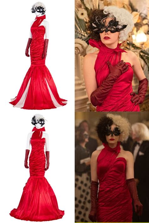 2021 Cruella De Vil Emma Stone Red Dress Cosplay Costume-Takerlama ...