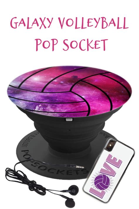 Galaxy Volleyball Pop Socket Volleyball Popsockets Grip Features Pink