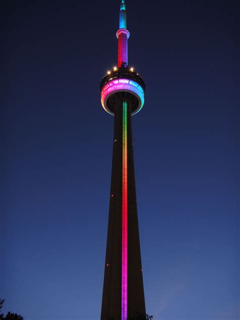 Cn Tower Rainbow Lighting For Toronto Pride Parade