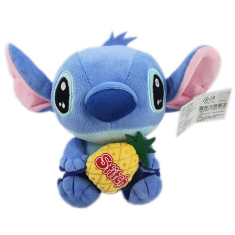 Disneys Stitch Holding A Pineapple Small Size Hanging Loop Plush Toy