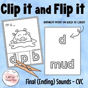 Ending Sounds Clip Cards Line Art By Just So Sharon Oliver Tpt