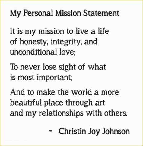 Mission Statement Template Free Of Personal Mission Statement | Heritagechristiancollege