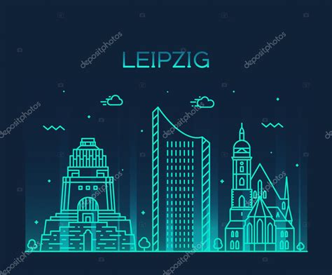 Vector Leipzig Skyline Leipzig Skyline Vector Illustration Linear