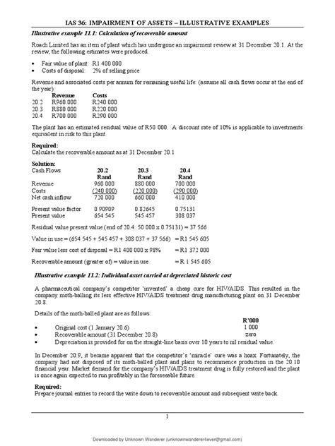 Ias 36 Impairment Of Assets Illustrative Examples Pdf Pdf Deferred