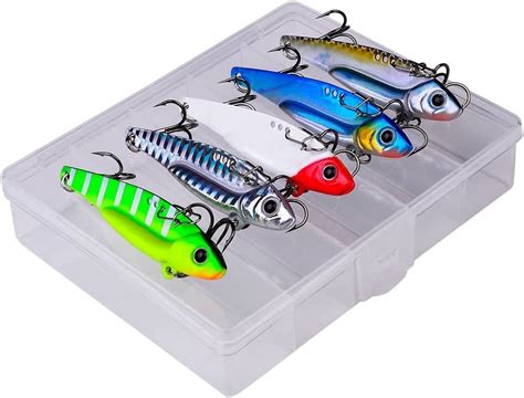 OriGlam 5pcs VIB Hard Fishing Lures Crank Lures Kit Metal Blade Baits