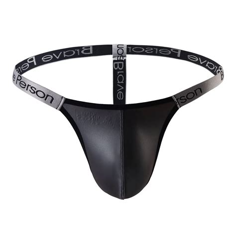 Sexy Men Underwear G String Thongs Pu Leather Gay Thongs Mens Bikini G String T Back