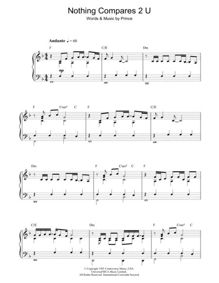 Nothing Compares U By Prince Prince Digital Sheet Music For Piano