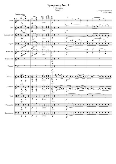 Symphony No 1 1st Movement Opus 21 Arr Zachary Corbett Sheet Music