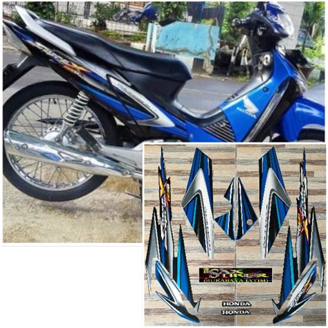 Jual Striping Original Honda Supra X D Biru Hitam Tahun