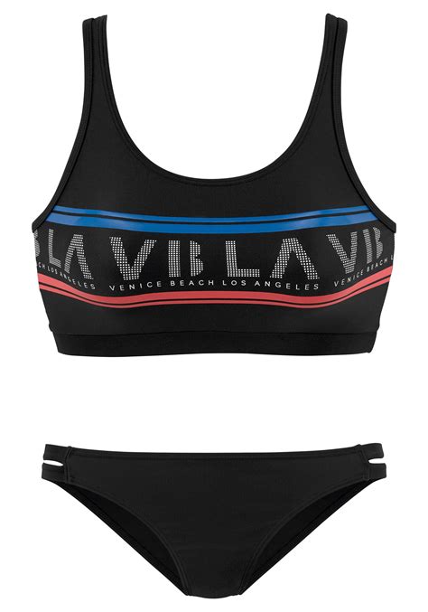 Venice Beach Bustier Bikini Mit Logodruck In Schwarz Lyst DE