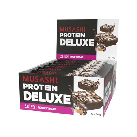 Musashi Deluxe Protein Bar Rocky Road 60g Box Of 12 360activ